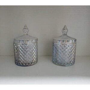 2 pack Decorative Jar Qtips Holder Dispenser Glass Storage Container